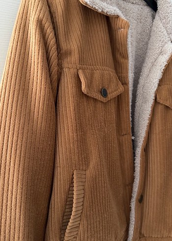 Düğmeli Kadın İçi Polarlı Süet Ceket - Görsel 2