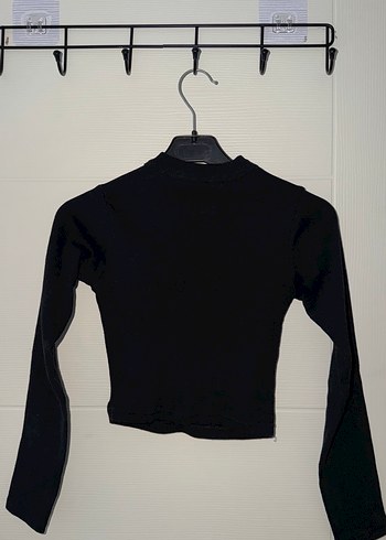 Siyah Yarım Balıkçı Yaka Crop Body - Görsel 3