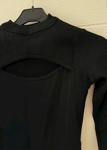 Siyah Yarım Balıkçı Yaka Crop Body - Görsel 2