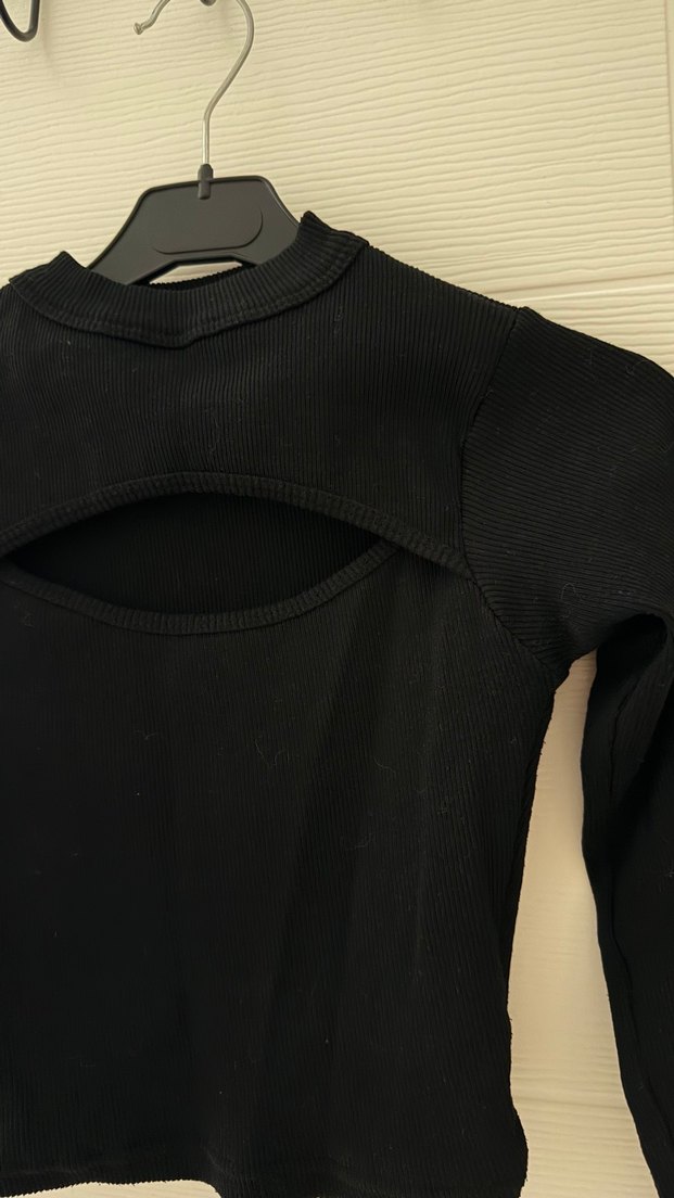 Siyah Yarım Balıkçı Yaka Crop Body - Görsel 2