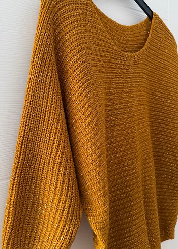 Parlak Hardal Örgü Kadın Kazak - Görsel 2