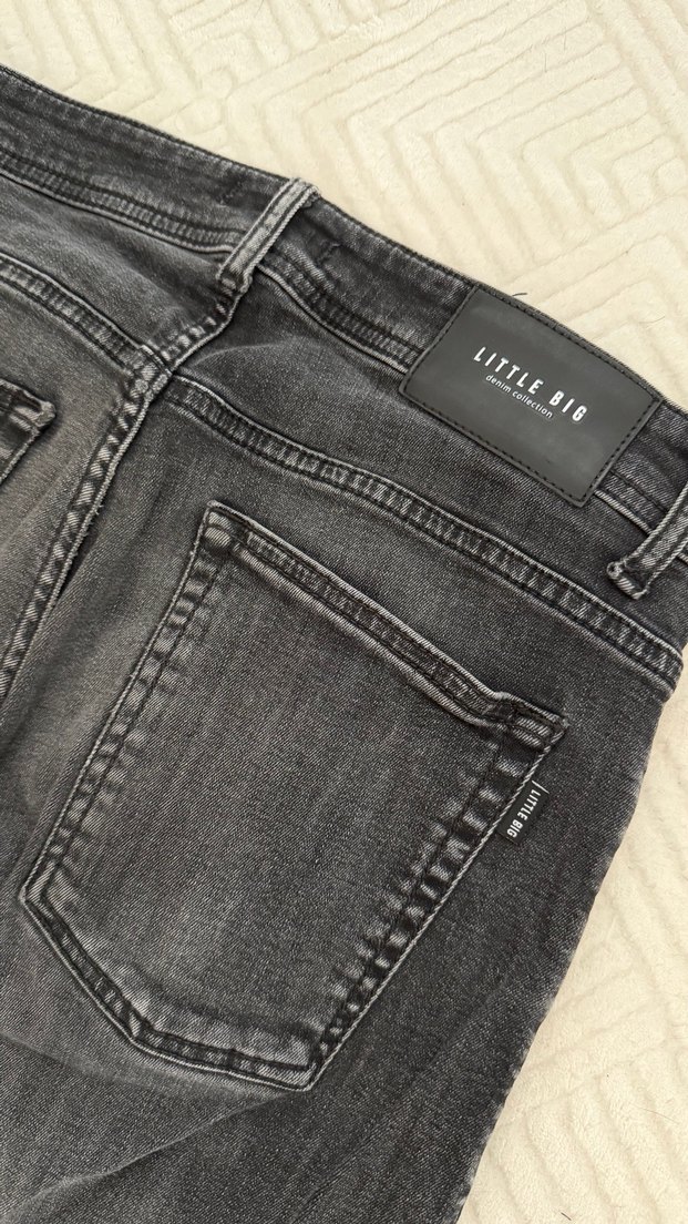 Gri Erkek Denim Pantolon Düğmeli Regular Fit - Görsel 3