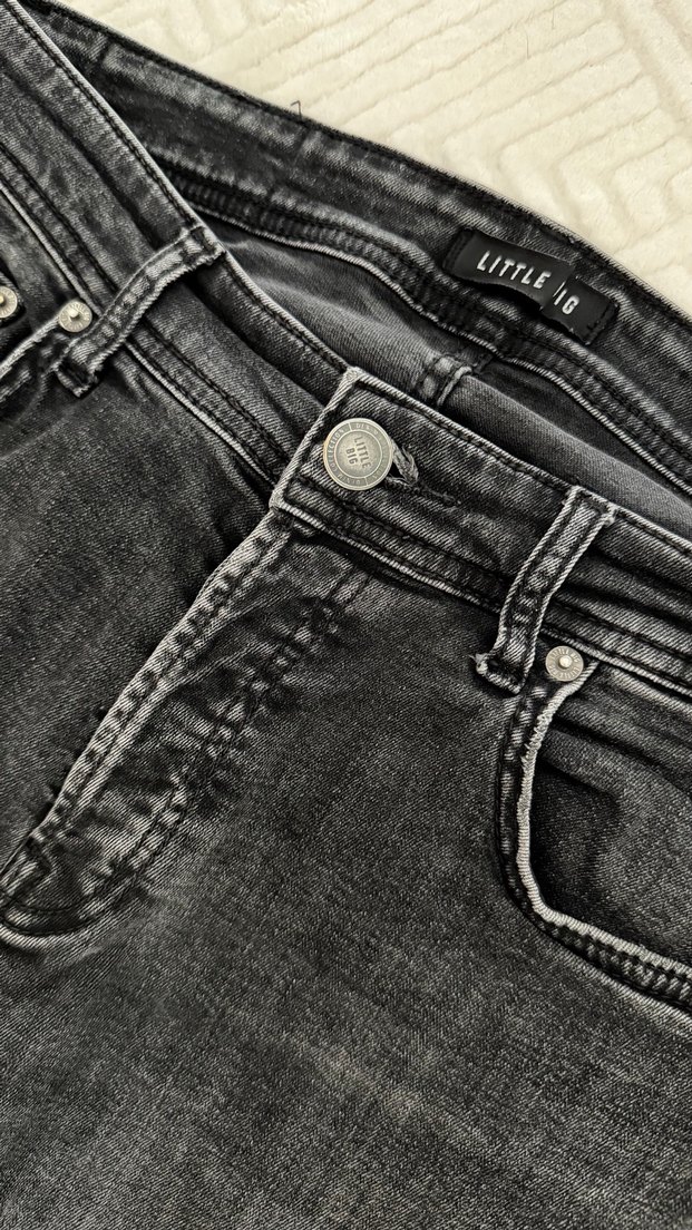 Gri Erkek Denim Pantolon Düğmeli Regular Fit - Görsel 2