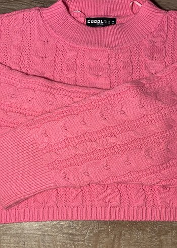 Pembe Örgü Kadın Kazak - Görsel 4