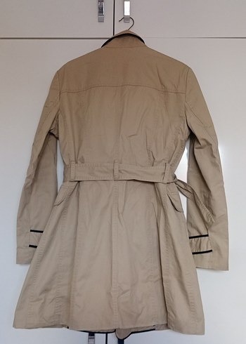 Bej Kadın Midi Trençkot Siyah Detaylı - Görsel 4