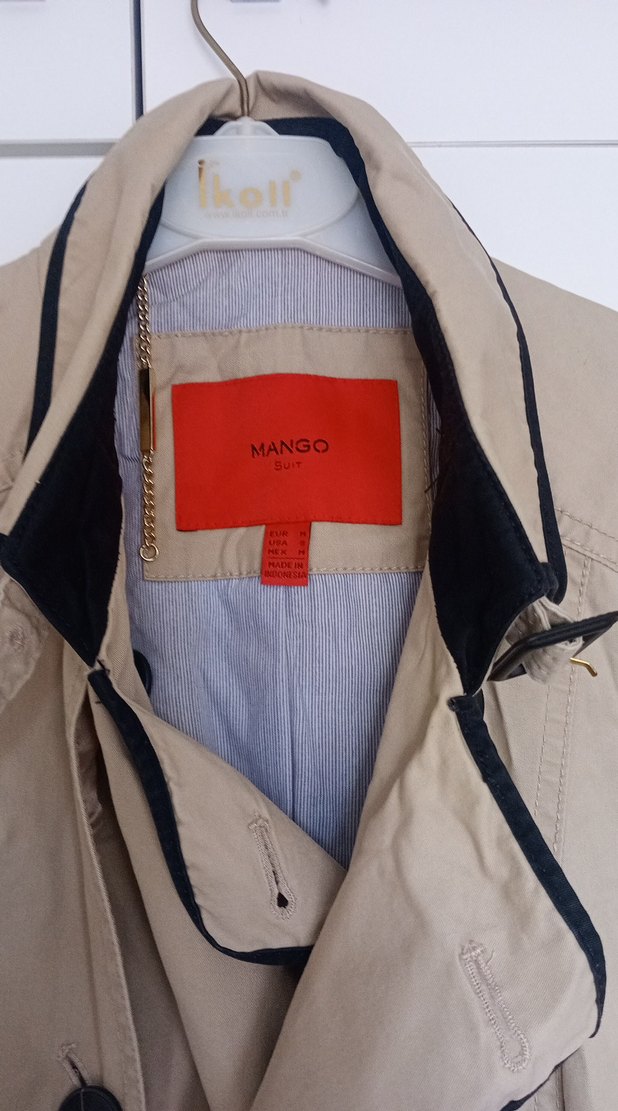 Bej Kadın Midi Trençkot Siyah Detaylı - Görsel 3