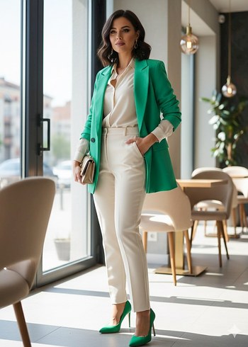 Yeşil klasik spor uyumu - Görsel 2