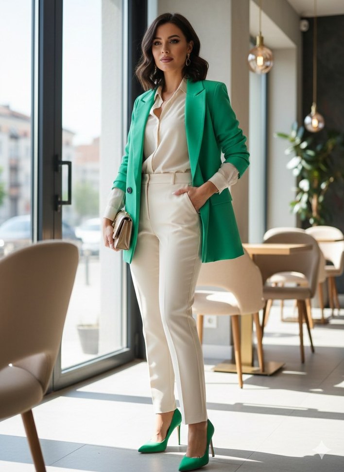 Yeşil klasik spor uyumu - Görsel 2