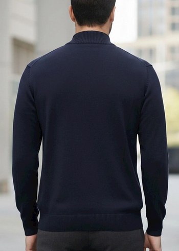 Erkek Gri Fermuarlı Regular Fit triko - Görsel 3