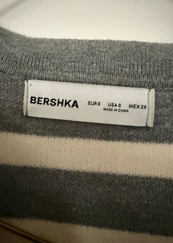 Gri Çizgili V Yaka Kadın Triko - Görsel 3