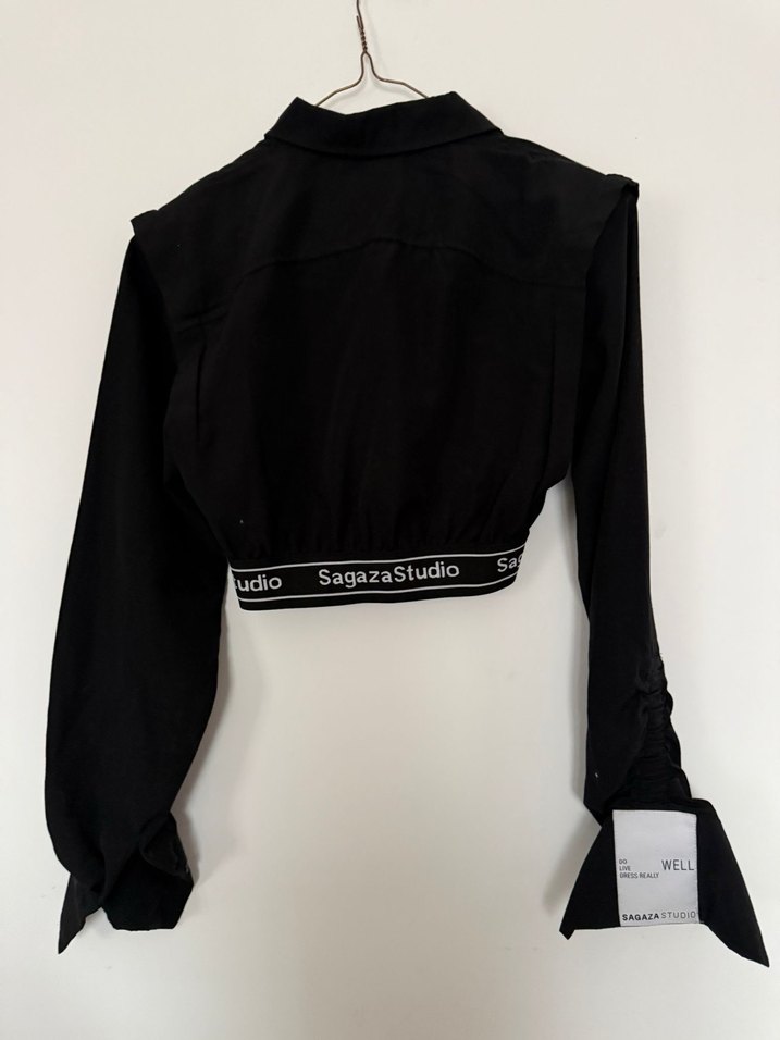 Siyah Kemerli Mini Kadın Gömlek - Görsel 2