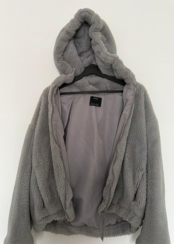 Gri Peluş Kadın Ceket - Görsel 2