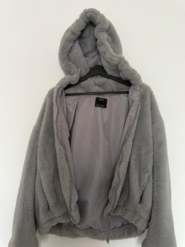 Gri Peluş Kadın Ceket - Görsel 2