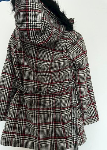 Kürk Detaylı Gri Ekose Kadın Kaban - Görsel 3