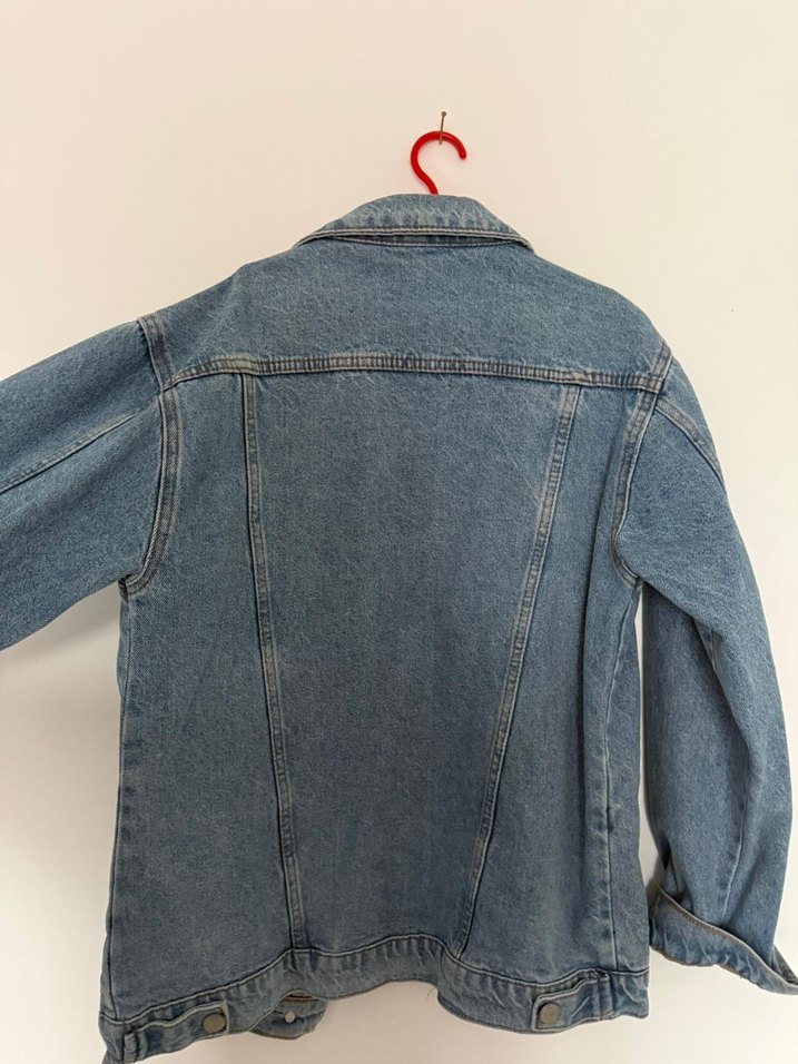 Düğmeli Mavi Kadın Denim Ceket - Görsel 3