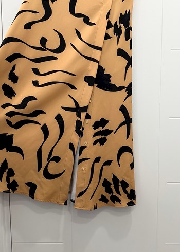 Camel Renkli Drapeli Uzun Kadın Elbise - Görsel 2