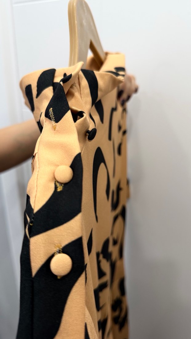 Camel Renkli Drapeli Uzun Kadın Elbise - Görsel 4