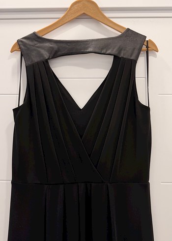 Siyah Drapeli Uzun Kadın Elbise - Görsel 4