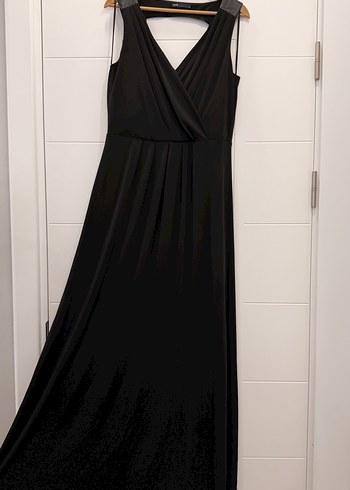 Siyah Drapeli Uzun Kadın Elbise - Görsel 2