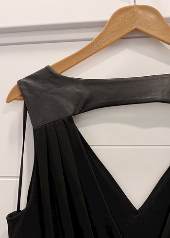 Siyah Drapeli Uzun Kadın Elbise - Görsel 5