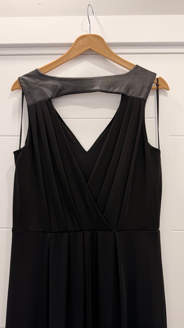 Siyah Drapeli Uzun Kadın Elbise - Görsel 4