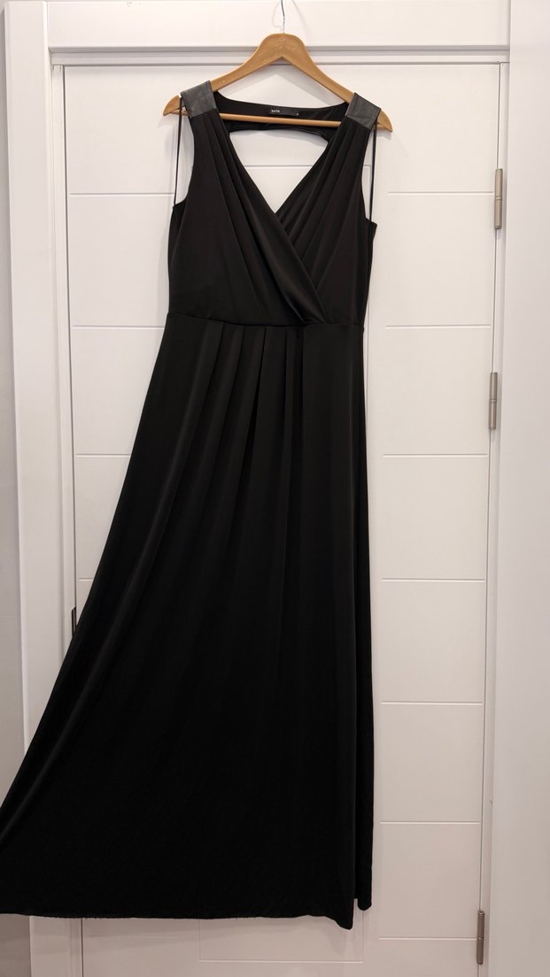 Siyah Drapeli Uzun Kadın Elbise - Görsel 2