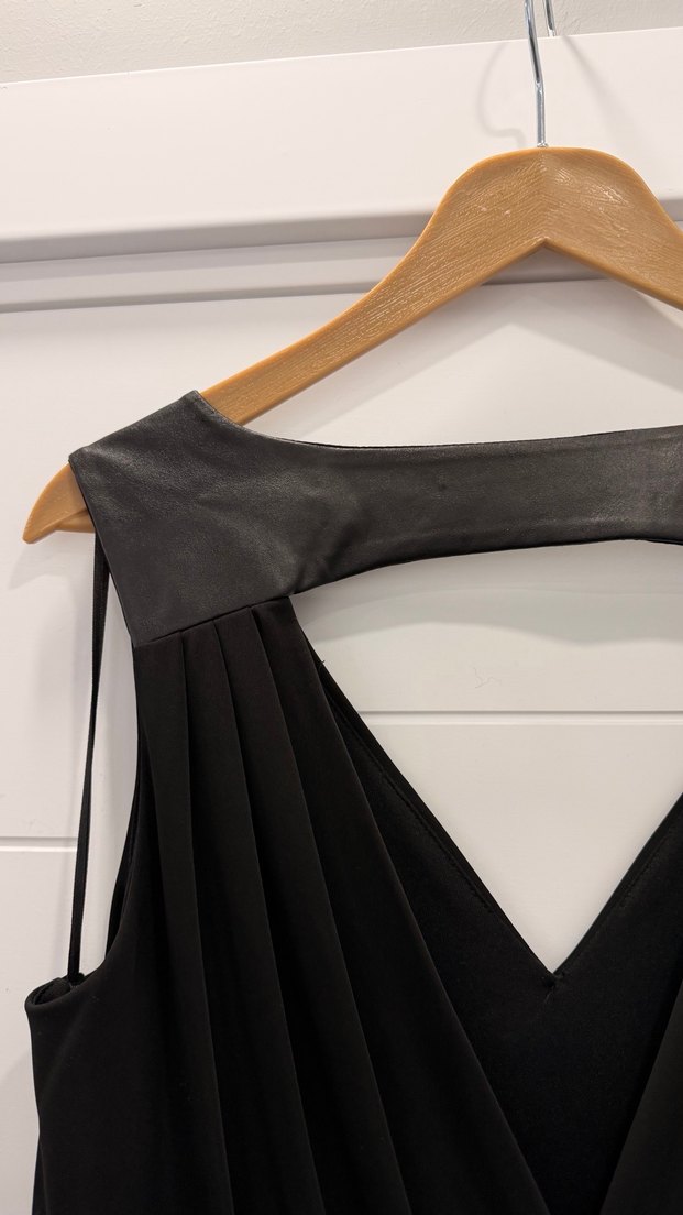 Siyah Drapeli Uzun Kadın Elbise - Görsel 5