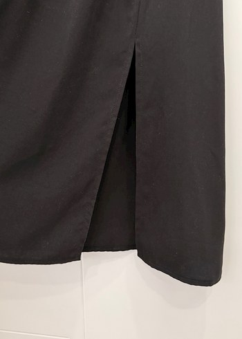 Düğmeli Siyah Uzun Kadın Elbise - Görsel 3