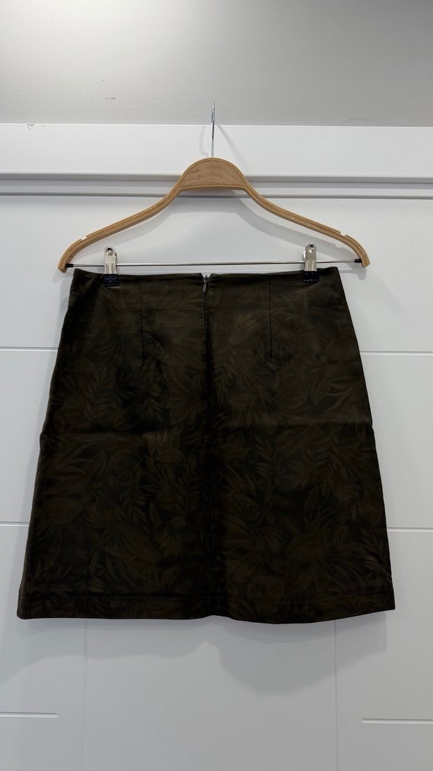 Kahverengi Süet Mini Etek - Görsel 3