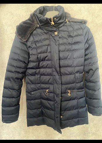 Lacivert Kadın Kışlık Kürklü Mont - Görsel 5