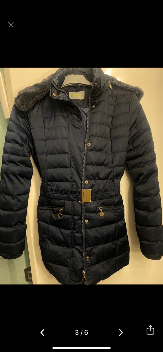 Lacivert Kadın Kışlık Kürklü Mont - Görsel 3