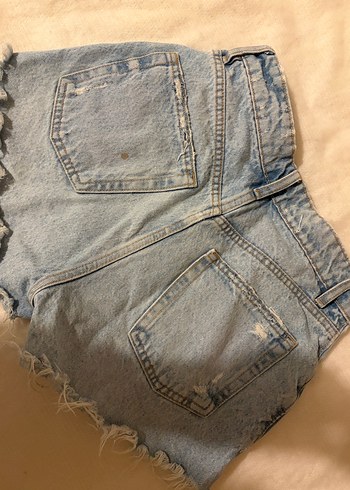 Kadın Mavi Pastel Renkli Mini Kot Şort - Görsel 3