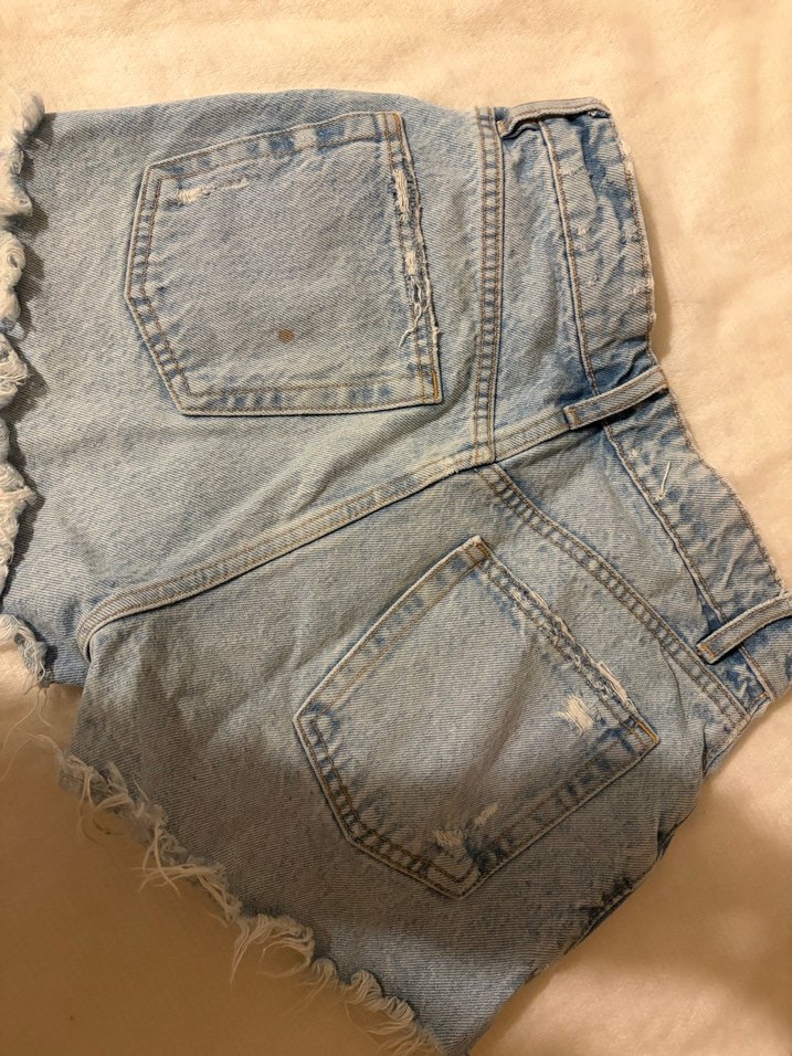 Kadın Mavi Pastel Renkli Mini Kot Şort - Görsel 3