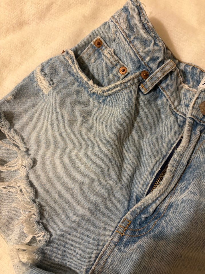 Kadın Mavi Pastel Renkli Mini Kot Şort - Görsel 5