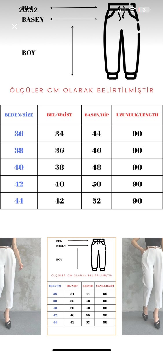 Beyaz kemerli pantolon - Görsel 2