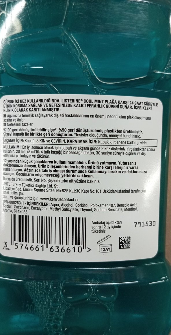 Listerine Cool Mint Ağız Bakım Suyu 250ml - Görsel 3