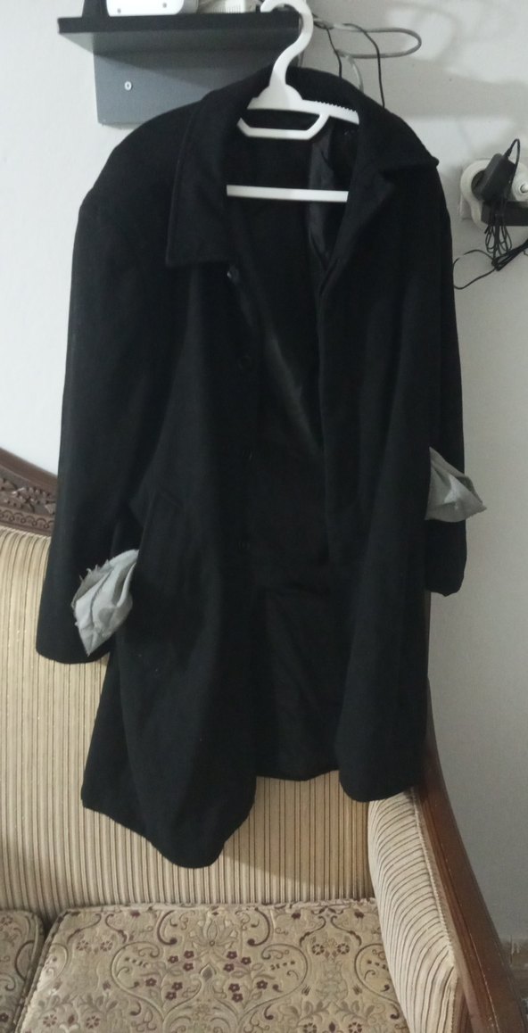 Düğmeli Siyah Midi erkek Kaban - Görsel 4