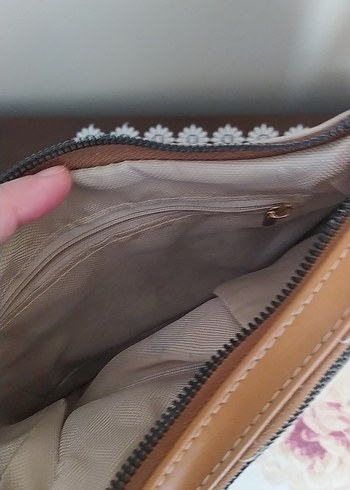 Bej Deri Kadın Omuz Çantası - Görsel 2