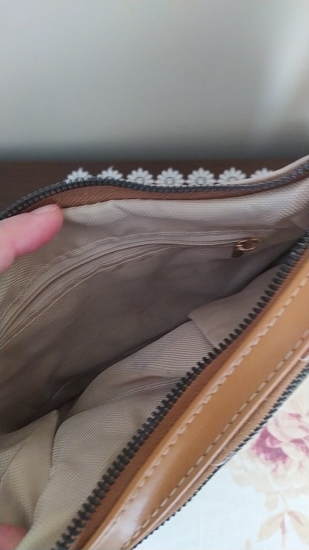 Bej Deri Kadın Omuz Çantası - Görsel 2