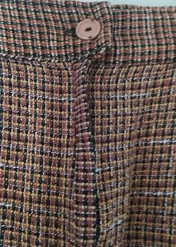 Düğmeli Kahverengi Kadın Kumaş Pantolon - Görsel 3