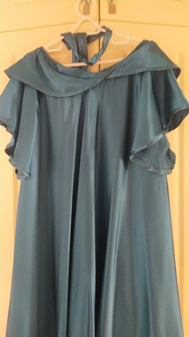 Uzun Turkuaz kuşaklı Abiye Elbise - Görsel 2