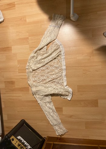 Dantel İşlemeli Bej Hamile Bluzu - Görsel 2