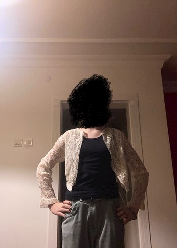 Dantel İşlemeli Bej Hamile Bluzu - Görsel 5