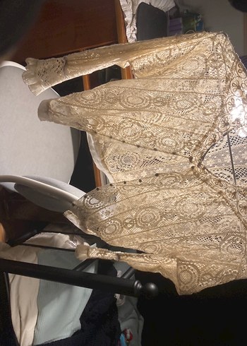 Dantel İşlemeli Bej Hamile Bluzu - Görsel 4