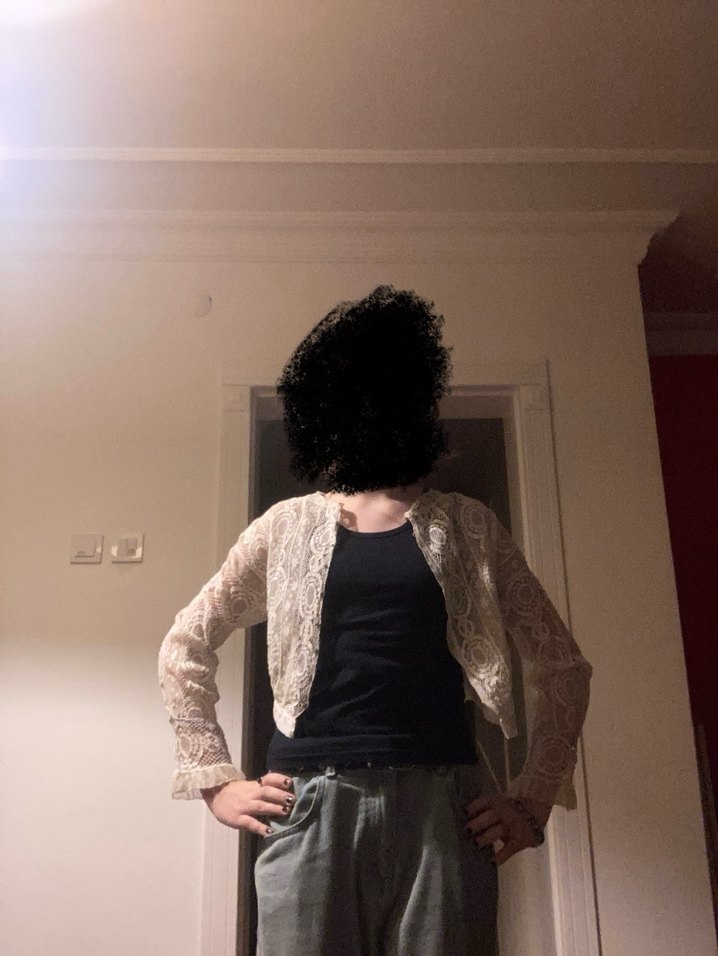 Dantel İşlemeli Bej Hamile Bluzu - Görsel 5