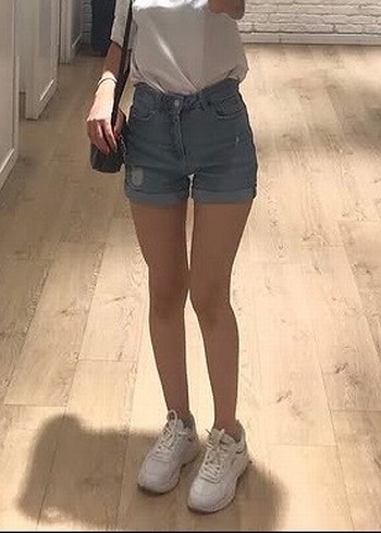 Kadın Mavi Şort - Görsel 3