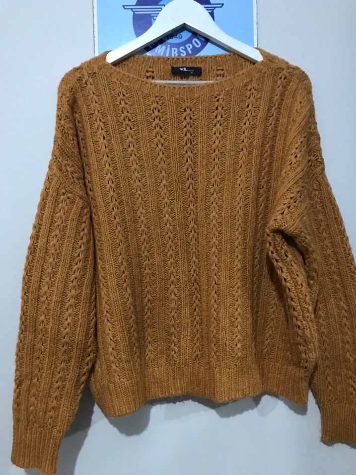 Kadın Kahverengi Triko Salaş Kazak - Görsel 3