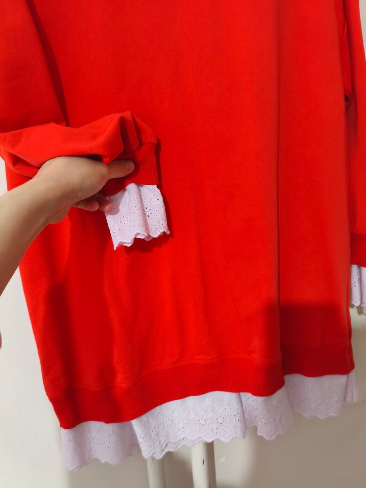 Kırmızı Pamuklu Hamile Sweatshirt - Görsel 2