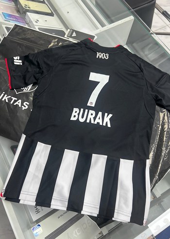 BJK Siyah Beyaz Çizgili Çocuk Forma 2025-26 sezon - Görsel 3