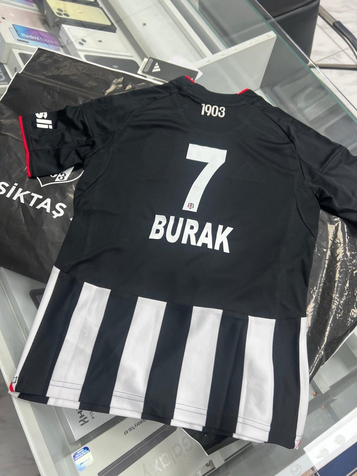 BJK Siyah Beyaz Çizgili Çocuk Forma 2025-26 sezon - Görsel 3